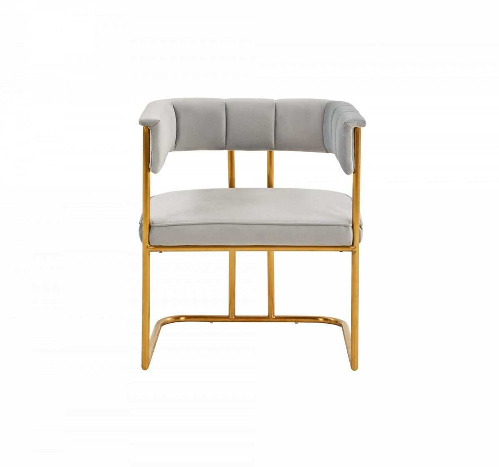 Gray And Gold Upholstered Fabric Dining Arm Chair - Homeroots - Flyclothing LLC