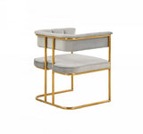 Gray And Gold Upholstered Fabric Dining Arm Chair - Homeroots - Flyclothing LLC