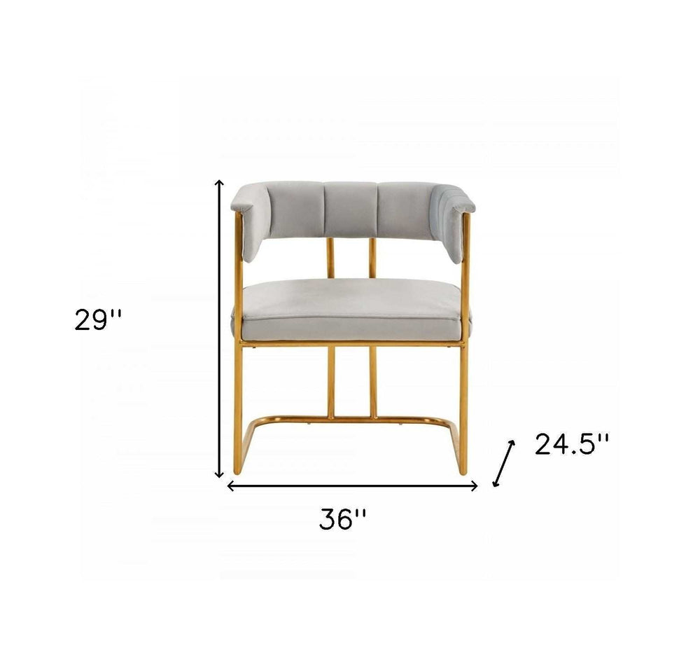 Gray And Gold Upholstered Fabric Dining Arm Chair - Homeroots - Flyclothing LLC