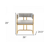 Gray And Gold Upholstered Fabric Dining Arm Chair - Homeroots - Flyclothing LLC