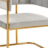 Gray And Gold Upholstered Fabric Dining Arm Chair - Homeroots - Flyclothing LLC