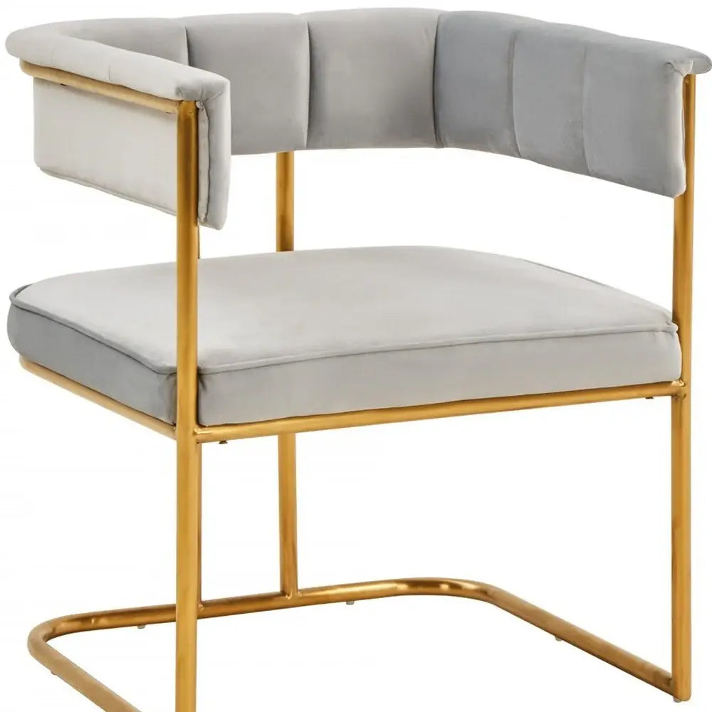 Gray And Gold Upholstered Fabric Dining Arm Chair - Homeroots - Flyclothing LLC