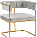 Gray And Gold Upholstered Fabric Dining Arm Chair - Homeroots - Flyclothing LLC
