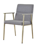 Gray Antique Brass Contemporary Dining Chair - Homeroots