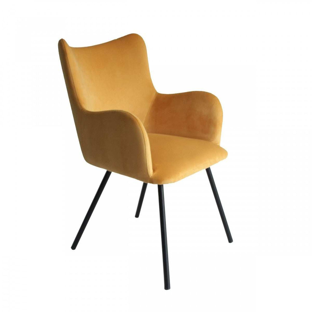 Yellow Curvy Velvet and Black Modern Dining Chair - Homeroots - Flyclothing LLC