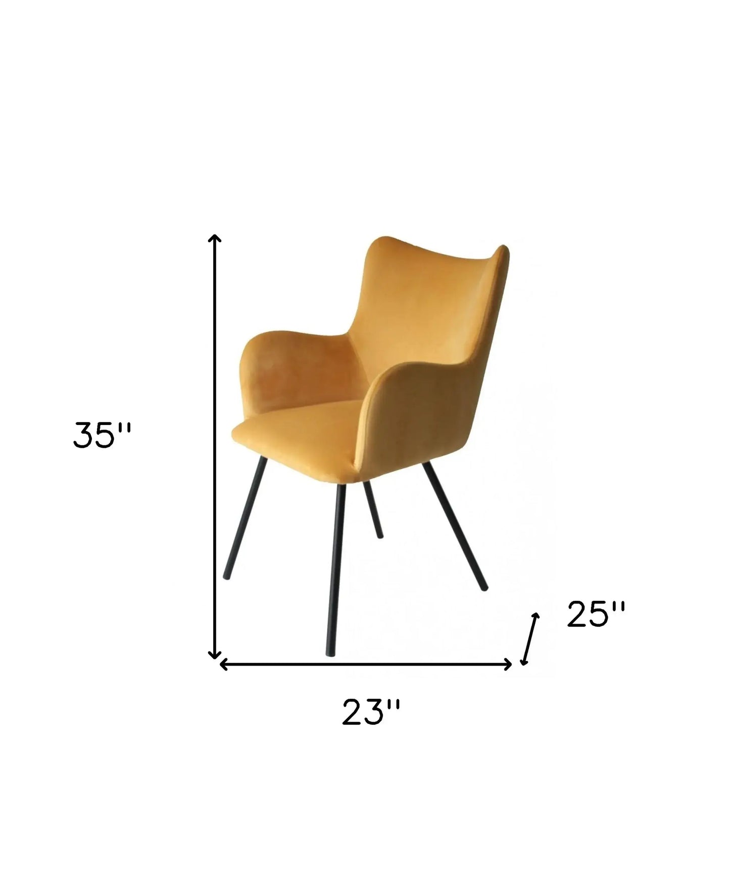 Yellow Curvy Velvet and Black Modern Dining Chair - Homeroots - Flyclothing LLC