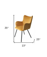 Yellow Curvy Velvet and Black Modern Dining Chair - Homeroots - Flyclothing LLC