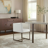 White Antique Velvet Brass Dining Chair - Homeroots - Flyclothing LLC