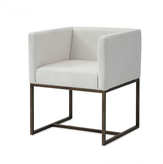 White Antique Velvet Brass Dining Chair - Homeroots - Flyclothing LLC