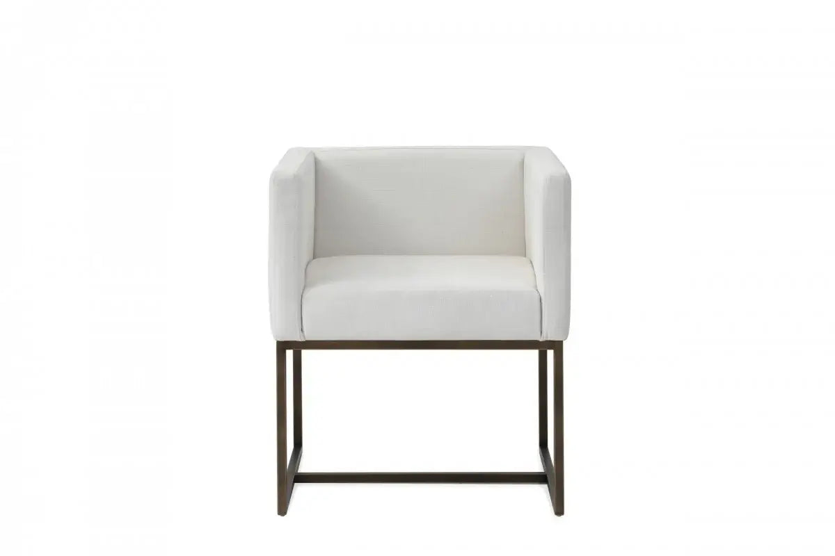 White Antique Velvet Brass Dining Chair - Homeroots - Flyclothing LLC