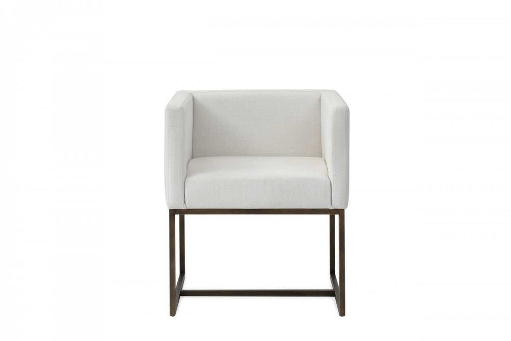 White Antique Velvet Brass Dining Chair - Homeroots - Flyclothing LLC