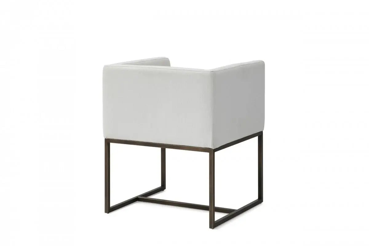 White Antique Velvet Brass Dining Chair - Homeroots - Flyclothing LLC