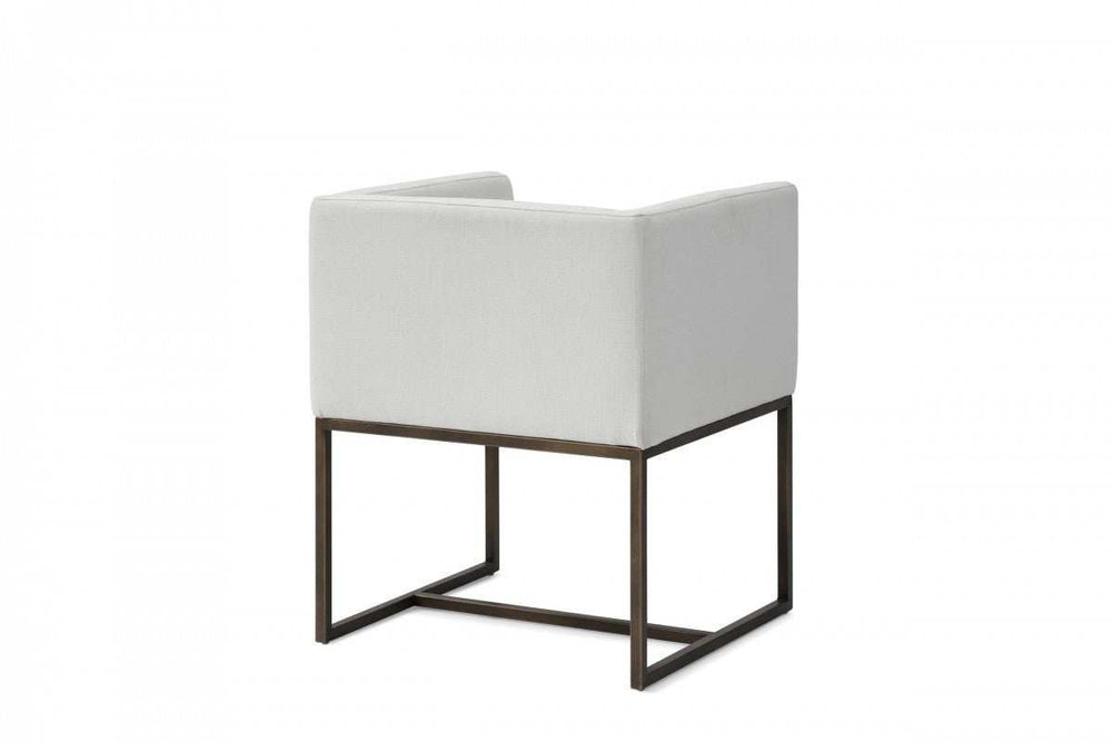 White Antique Velvet Brass Dining Chair - Homeroots - Flyclothing LLC