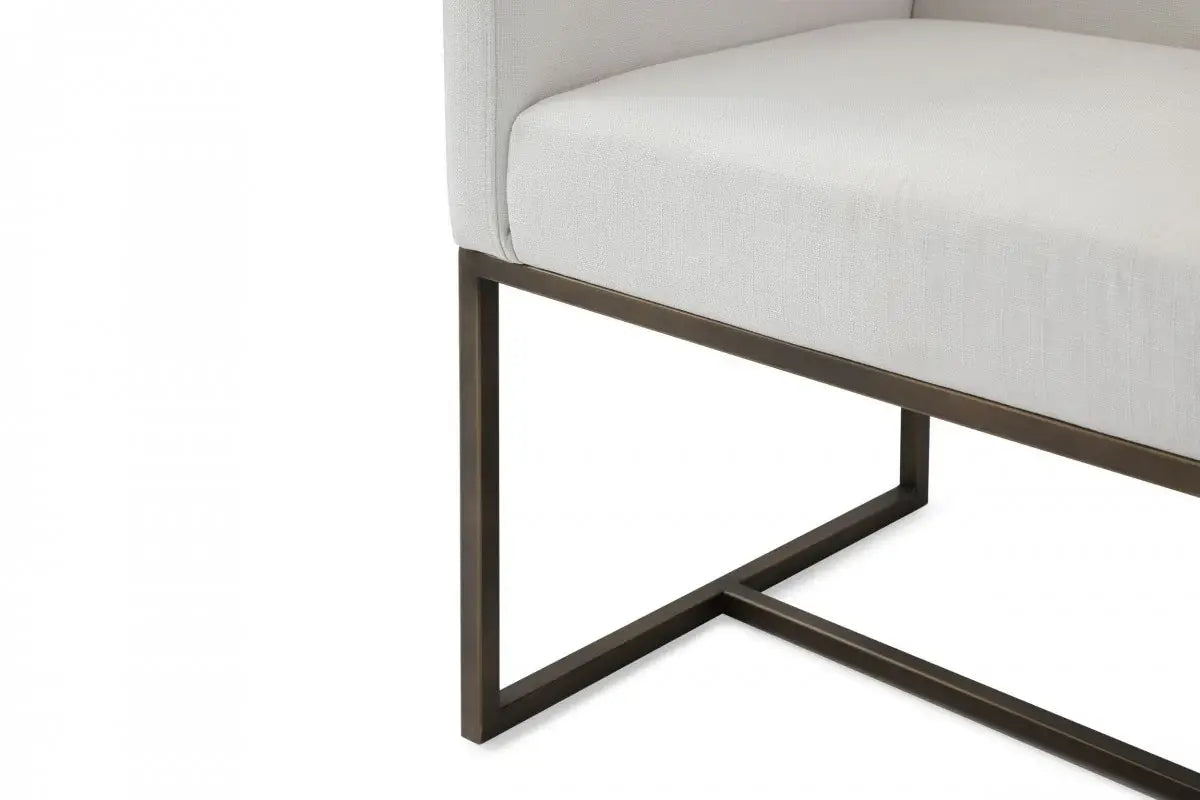 White Antique Velvet Brass Dining Chair - Homeroots - Flyclothing LLC