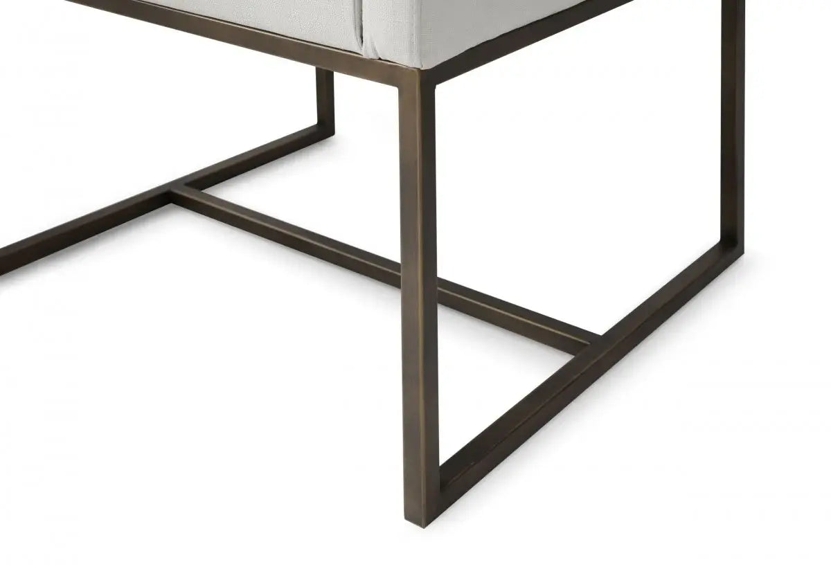 White Antique Velvet Brass Dining Chair - Homeroots - Flyclothing LLC