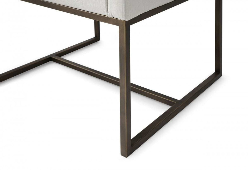 White Antique Velvet Brass Dining Chair - Homeroots - Flyclothing LLC