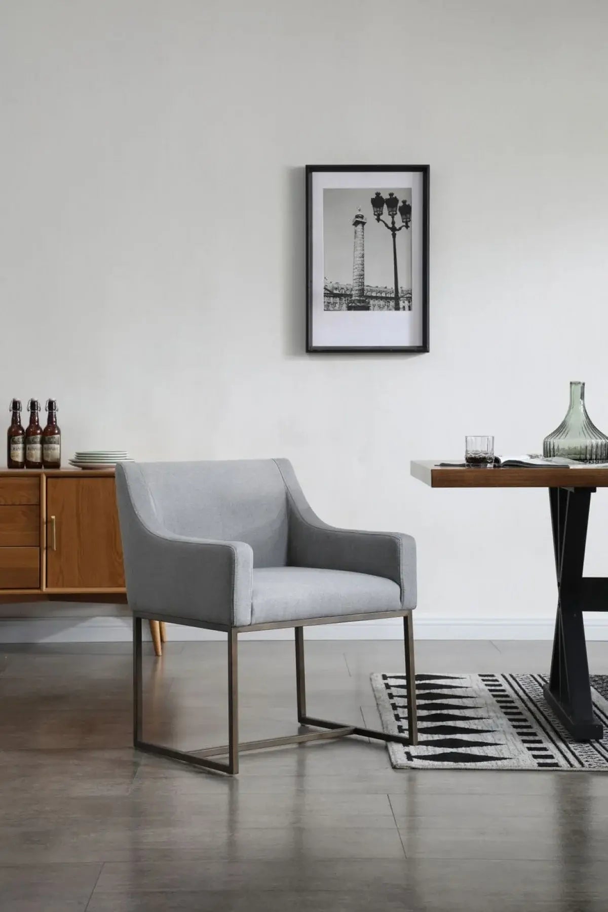 Gray Velvet Antique Brass Dining Chair - Homeroots - Flyclothing LLC
