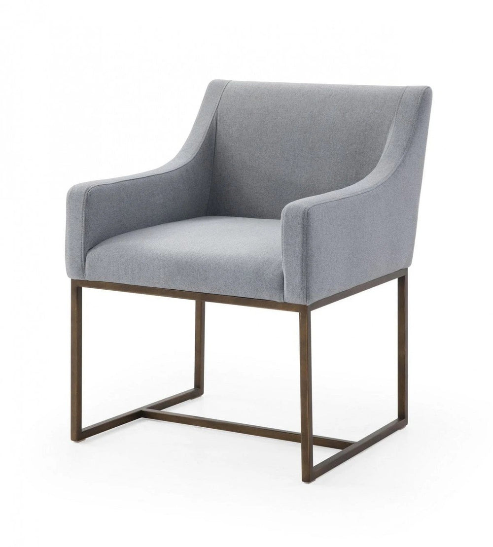 Gray Velvet Antique Brass Dining Chair - Homeroots