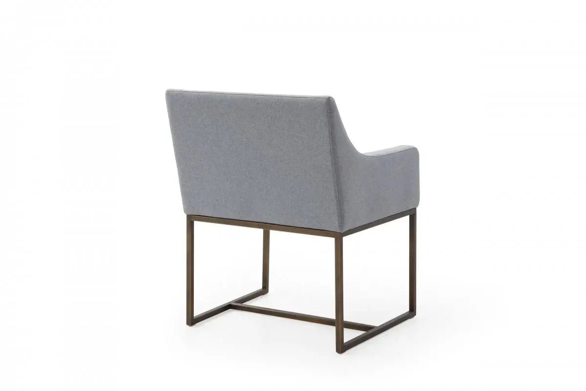 Gray Velvet Antique Brass Dining Chair - Homeroots - Flyclothing LLC