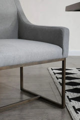 Gray Velvet Antique Brass Dining Chair - Homeroots - Flyclothing LLC