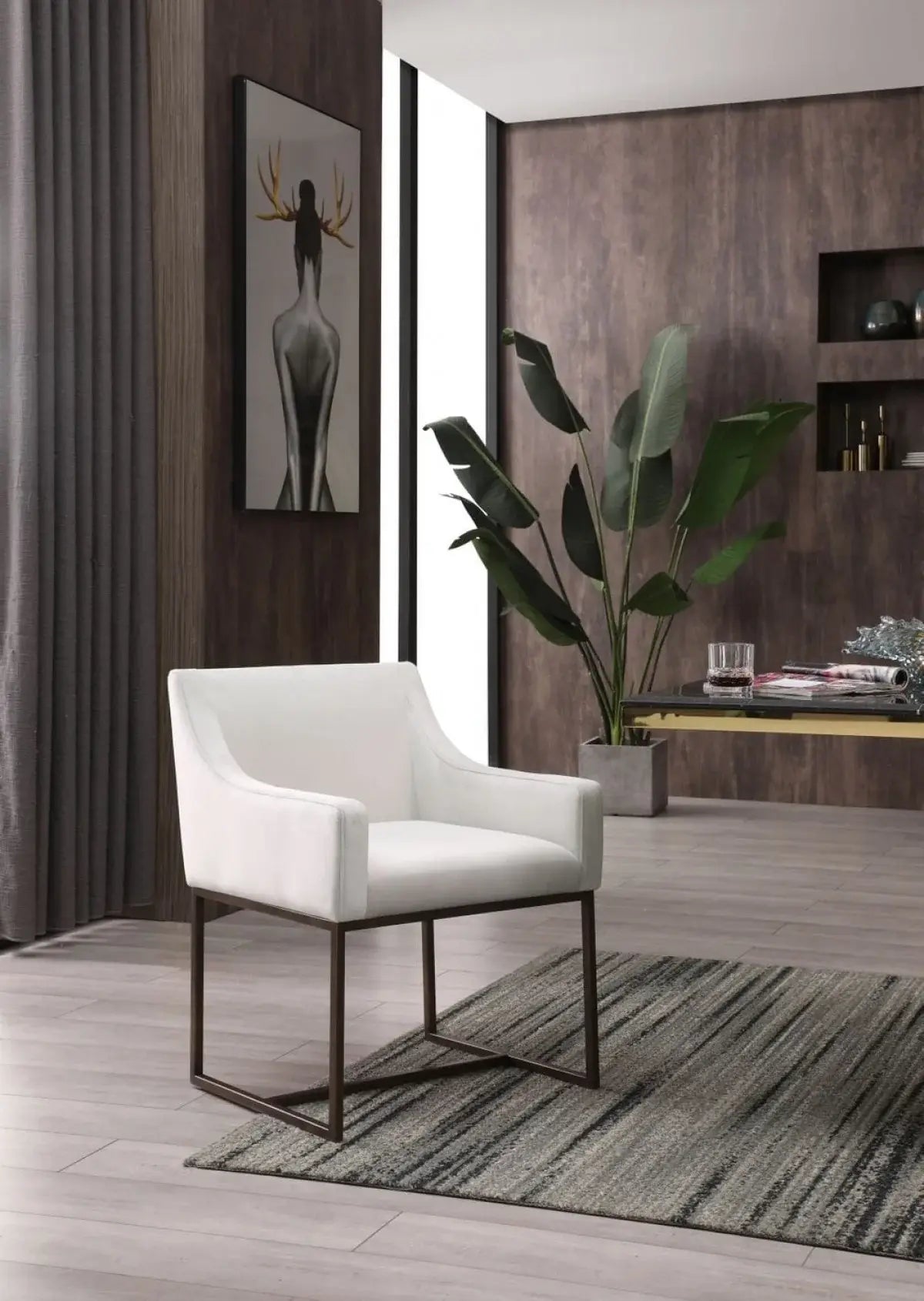 Beige Velvet Antique Brass Dining Chair - Homeroots - Flyclothing LLC
