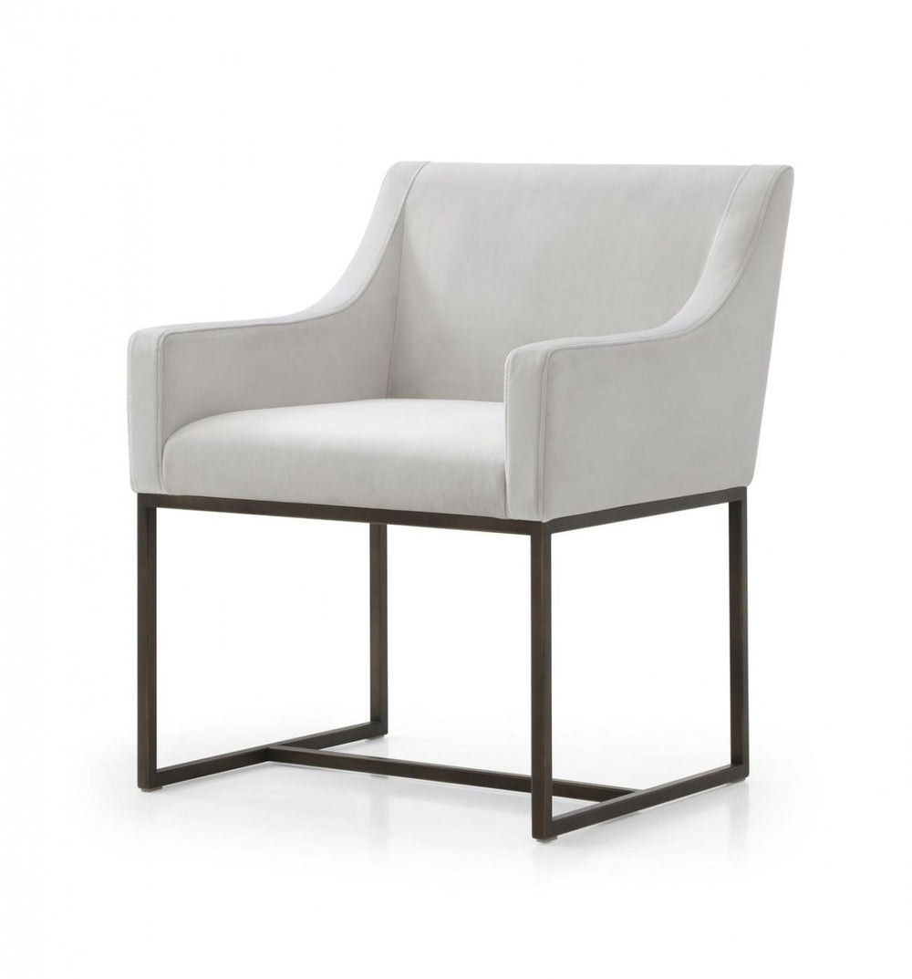 Beige Velvet Antique Brass Dining Chair - Homeroots