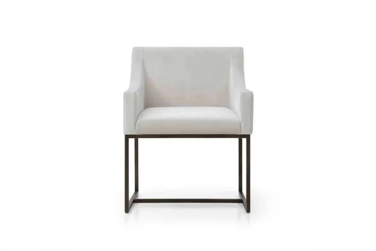 Beige Velvet Antique Brass Dining Chair - Homeroots - Flyclothing LLC