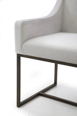 Beige Velvet Antique Brass Dining Chair - Homeroots - Flyclothing LLC