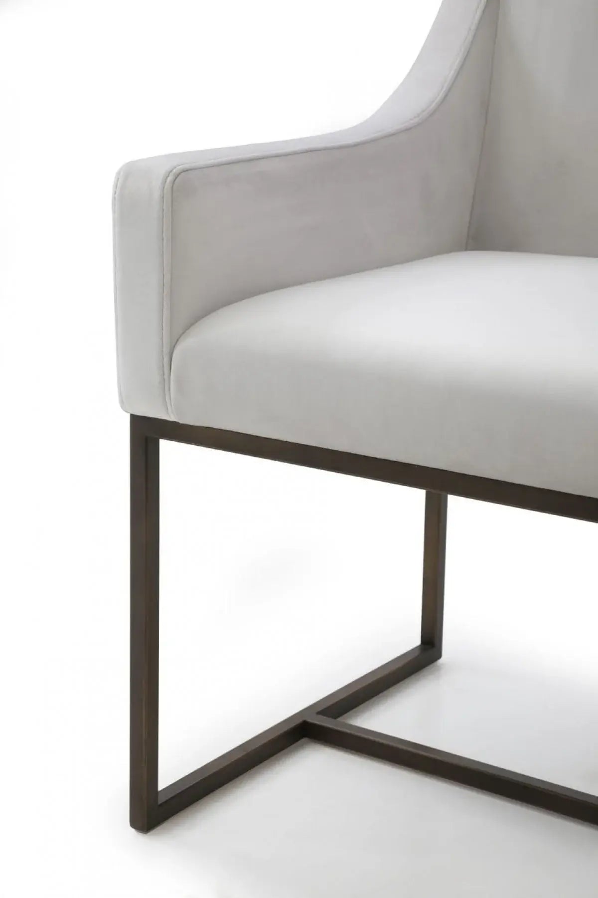 Beige Velvet Antique Brass Dining Chair - Homeroots - Flyclothing LLC