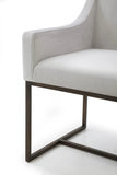 Beige Velvet Antique Brass Dining Chair - Homeroots