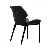 Set of Two Gray And Black Upholstered Faux Leather Wing Back Dining Side Chairs - Homeroots - Flyclothing LLC