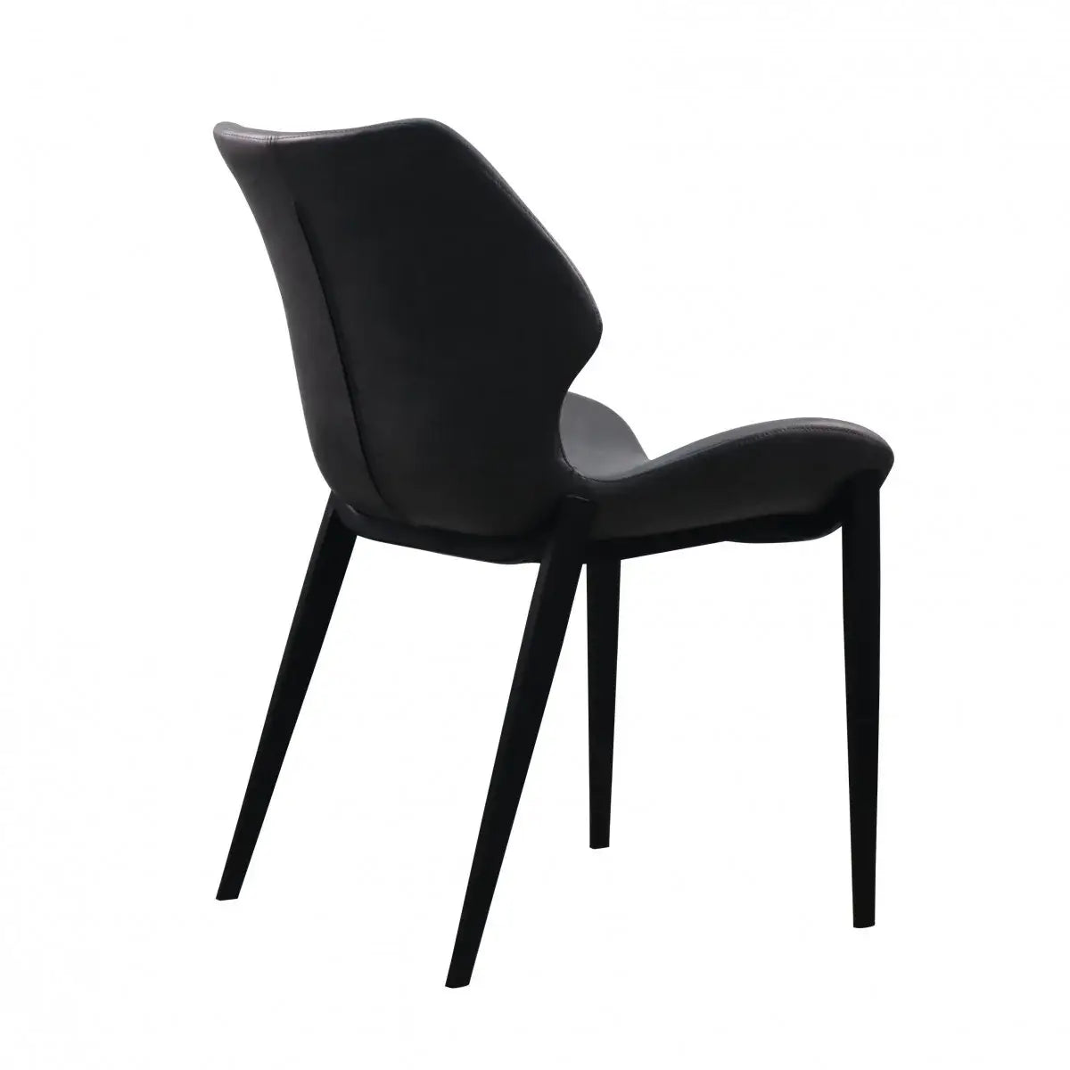 Set of Two Gray And Black Upholstered Faux Leather Wing Back Dining Side Chairs - Homeroots - Flyclothing LLC