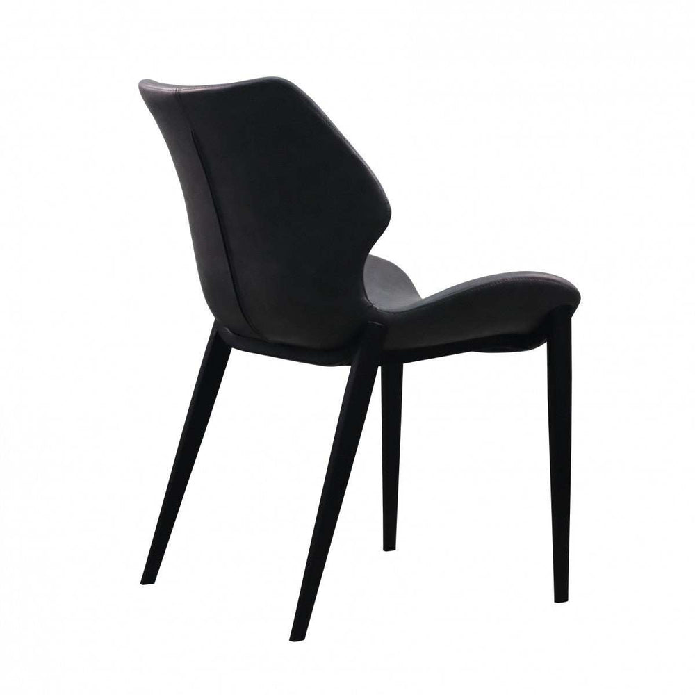 Set of Two Gray And Black Upholstered Faux Leather Wing Back Dining Side Chairs - Homeroots - Flyclothing LLC