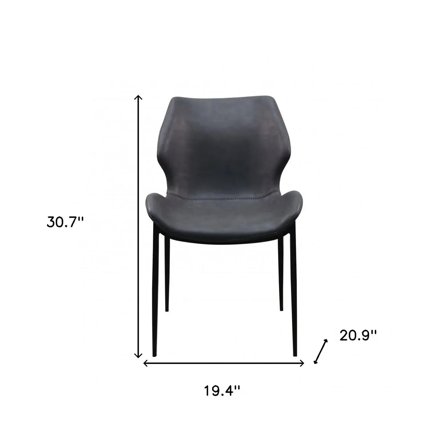 Set of Two Gray And Black Upholstered Faux Leather Wing Back Dining Side Chairs - Homeroots - Flyclothing LLC