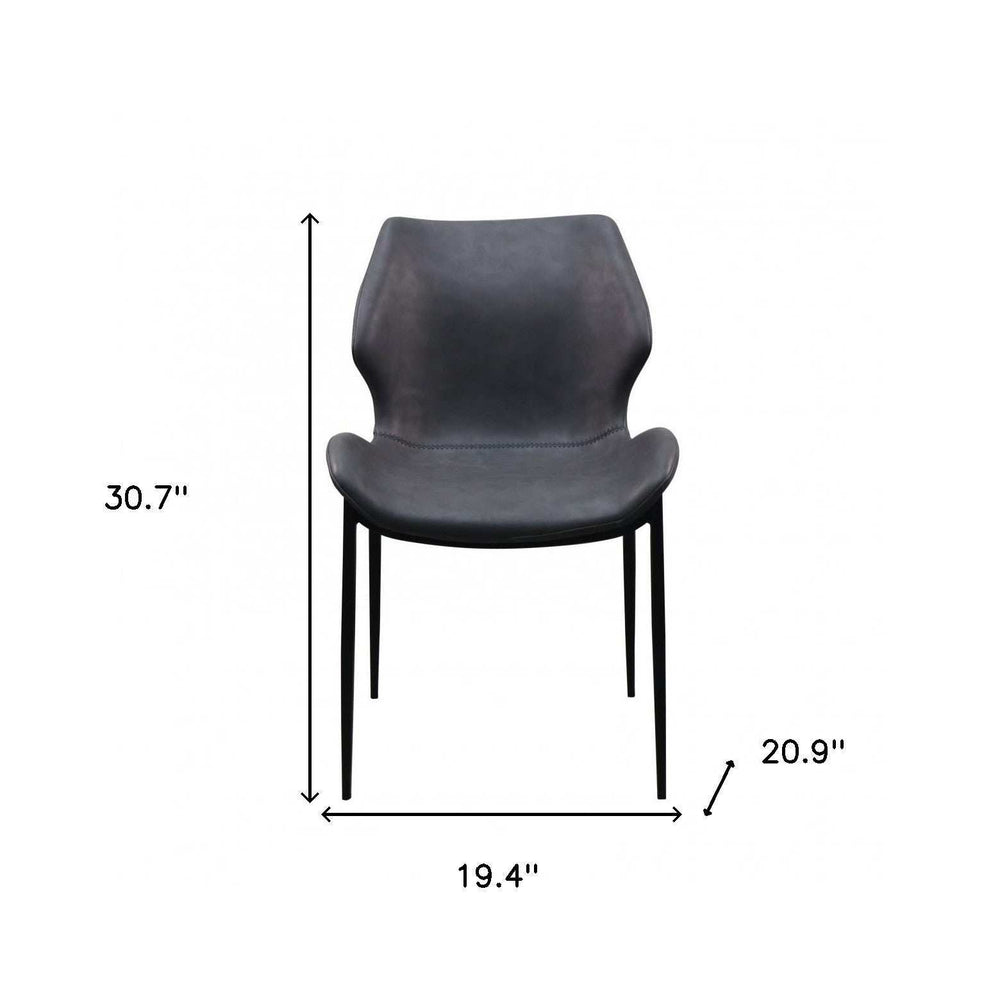Set of Two Gray And Black Upholstered Faux Leather Wing Back Dining Side Chairs - Homeroots - Flyclothing LLC