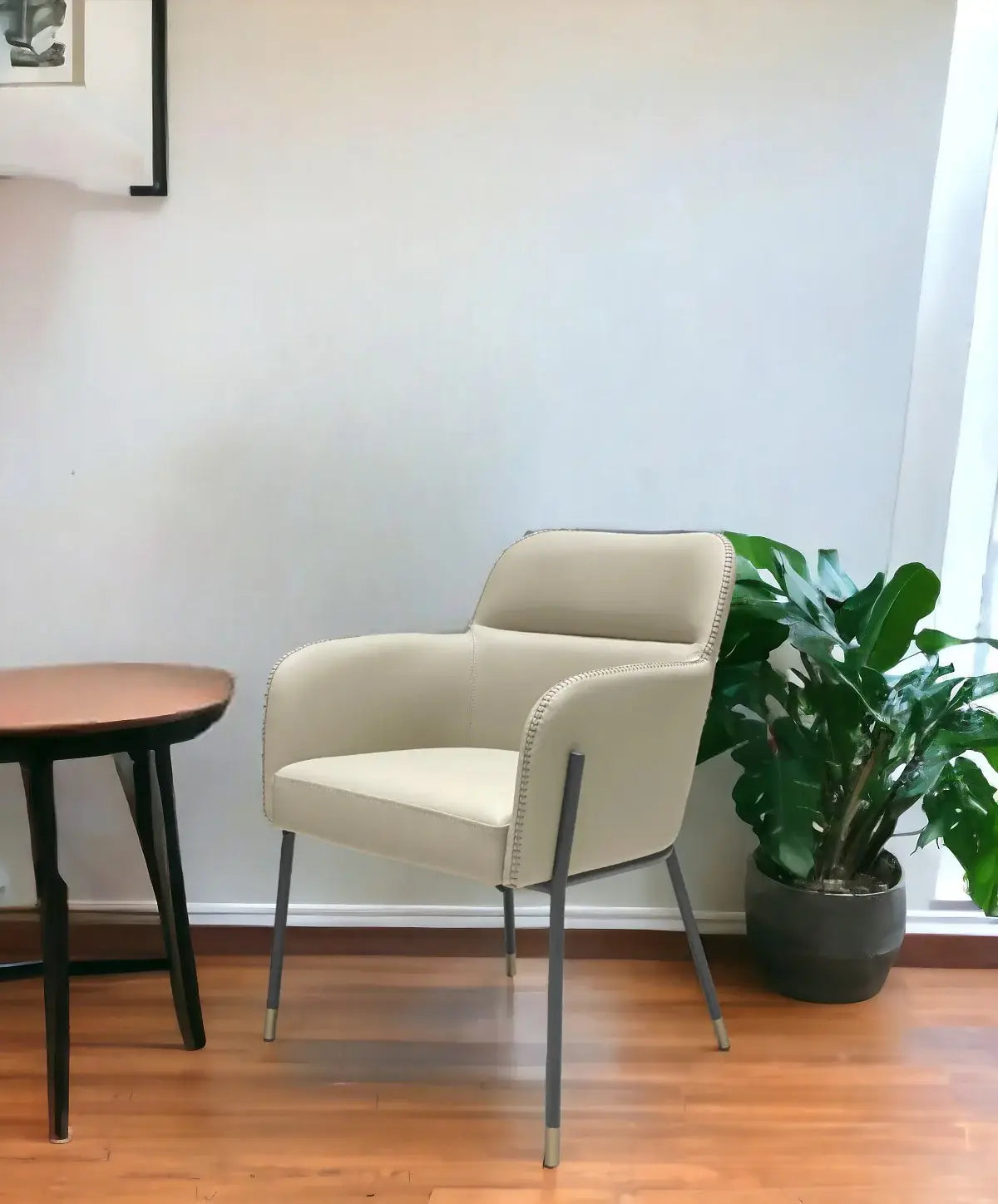 Pale Gray Faux Leather Modern Dining or Side Chair - Homeroots - Flyclothing LLC