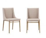 Set of Two Beige Brass Contemporary Dining Chairs - Homeroots - Flyclothing LLC