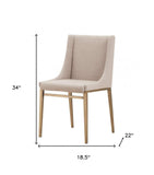 Set of Two Beige Brass Contemporary Dining Chairs - Homeroots - Flyclothing LLC