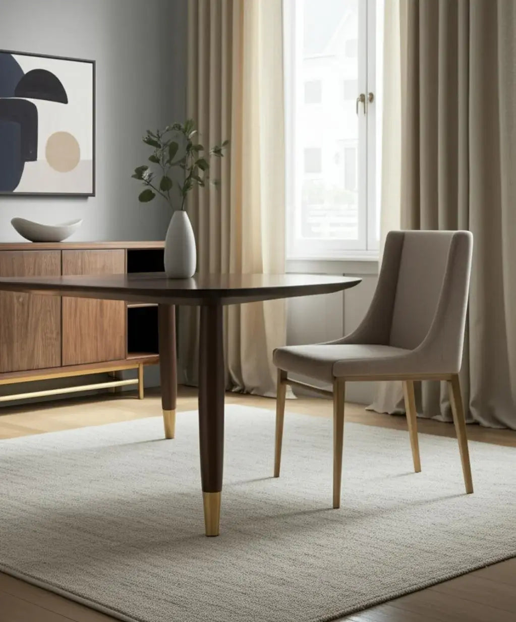 Set of Two Beige Brass Contemporary Dining Chairs - Homeroots - Flyclothing LLC