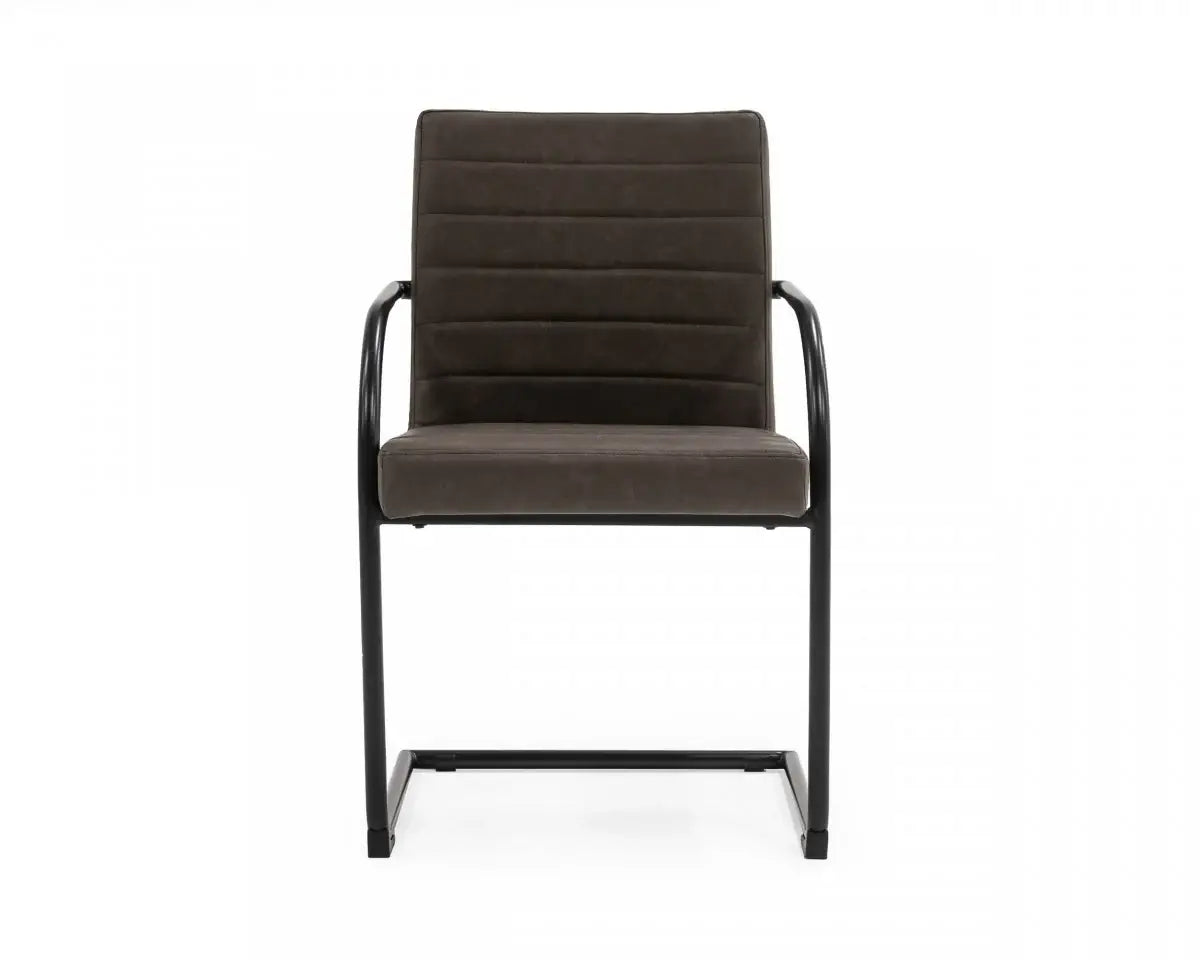 Set of Two Brown Faux Leather Industrial Dining Chairs - Homeroots - Flyclothing LLC