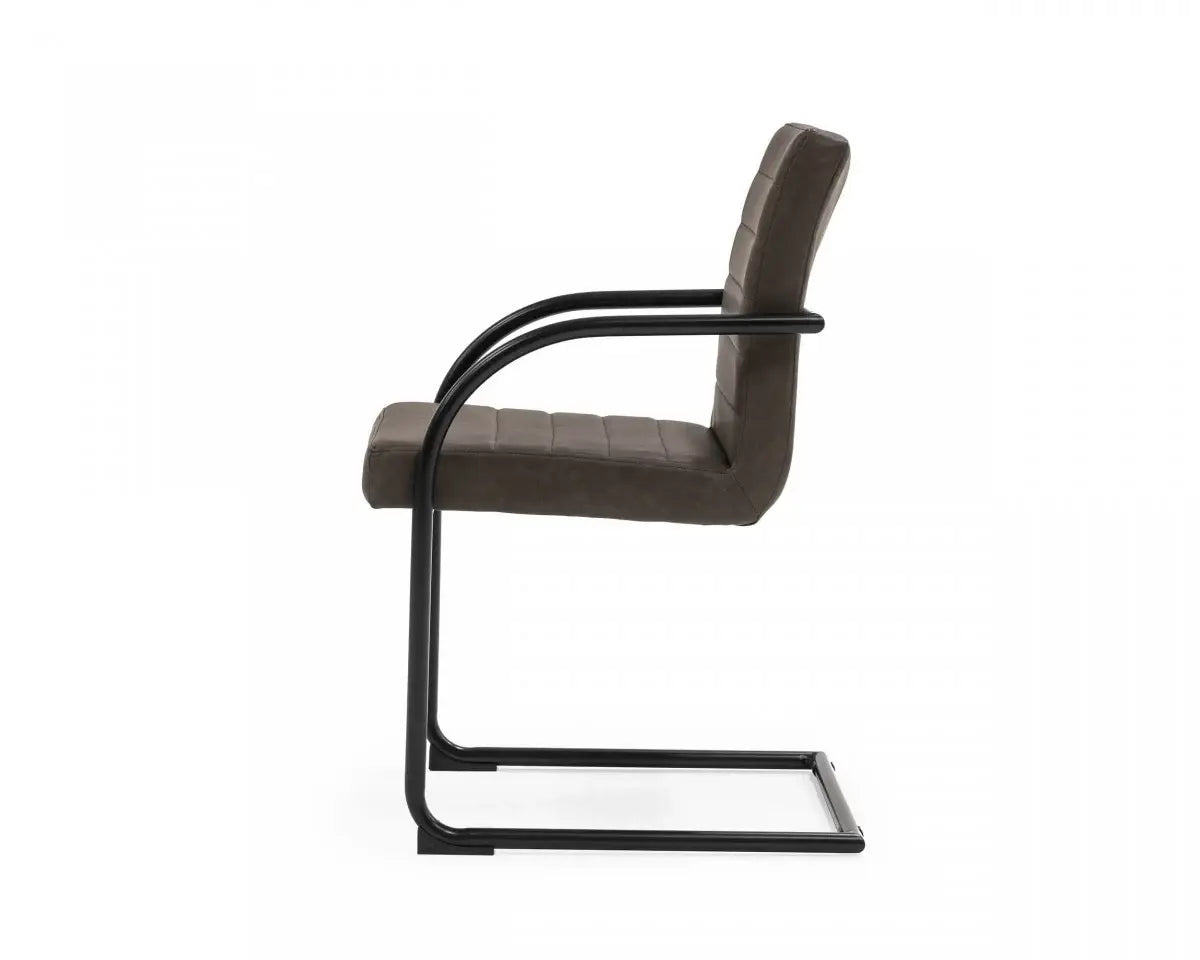 Set of Two Brown Faux Leather Industrial Dining Chairs - Homeroots - Flyclothing LLC