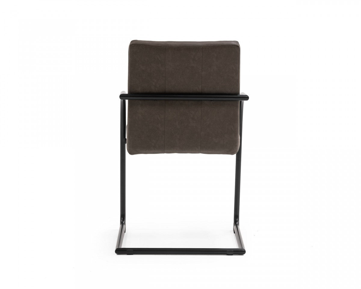 Set of Two Brown Faux Leather Industrial Dining Chairs - Homeroots - Flyclothing LLC