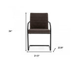 Set of Two Brown Faux Leather Industrial Dining Chairs - Homeroots - Flyclothing LLC