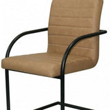 Set of Two Tan Faux Leather Industrial Dining Chairs - Homeroots - Flyclothing LLC