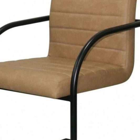 Set of Two Tan Faux Leather Industrial Dining Chairs - Homeroots - Flyclothing LLC