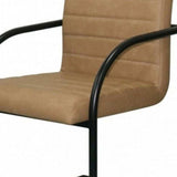 Set of Two Tan Faux Leather Industrial Dining Chairs - Homeroots - Flyclothing LLC