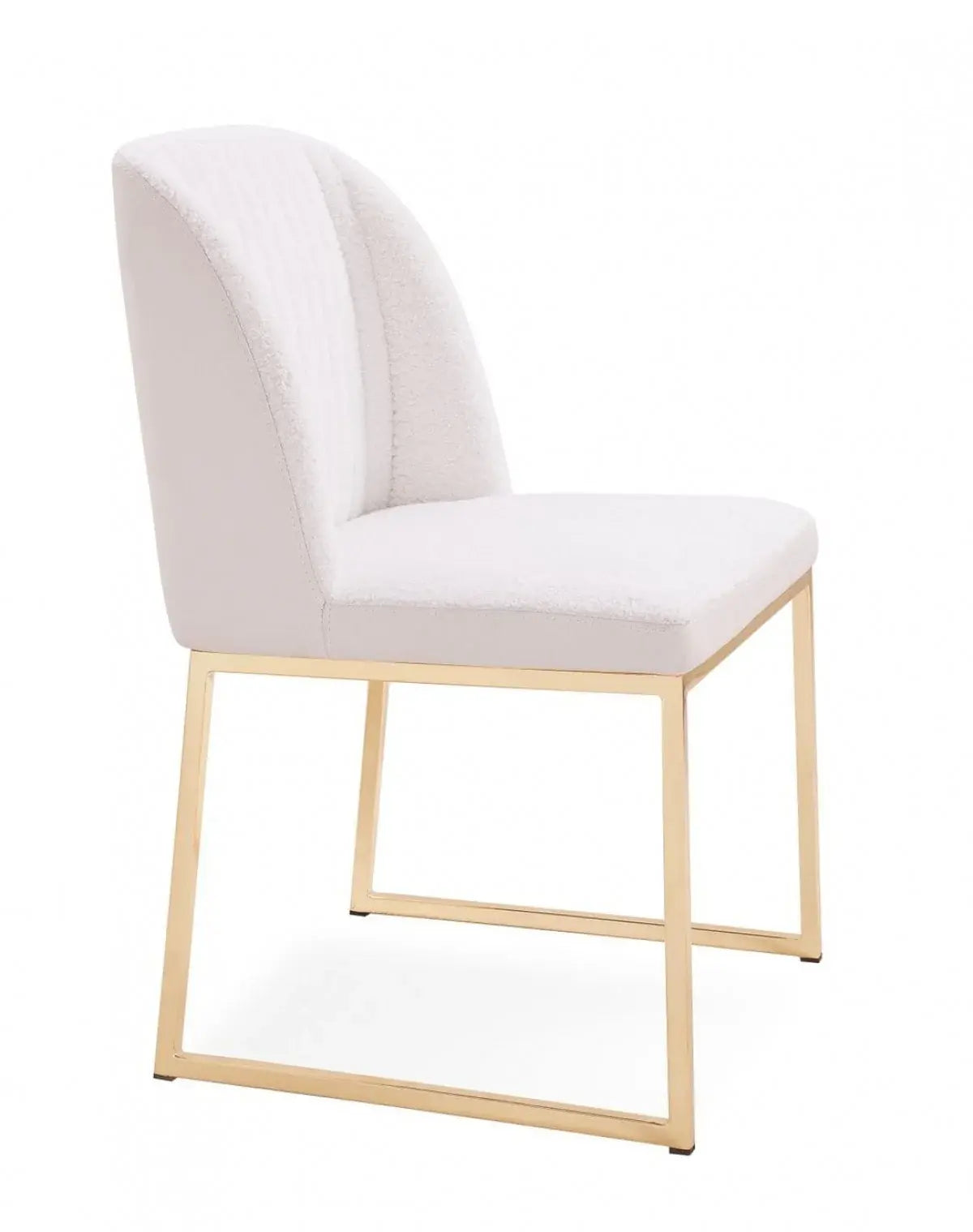Set of Two White Gold Faux Leather Fabric Dining Chairs - Homeroots - Flyclothing LLC