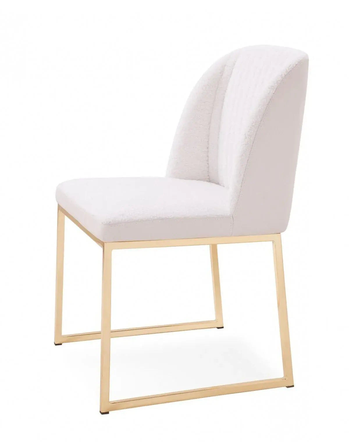Set of Two White Gold Faux Leather Fabric Dining Chairs - Homeroots - Flyclothing LLC