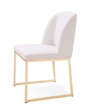 Set of Two White Gold Faux Leather Fabric Dining Chairs - Homeroots - Flyclothing LLC