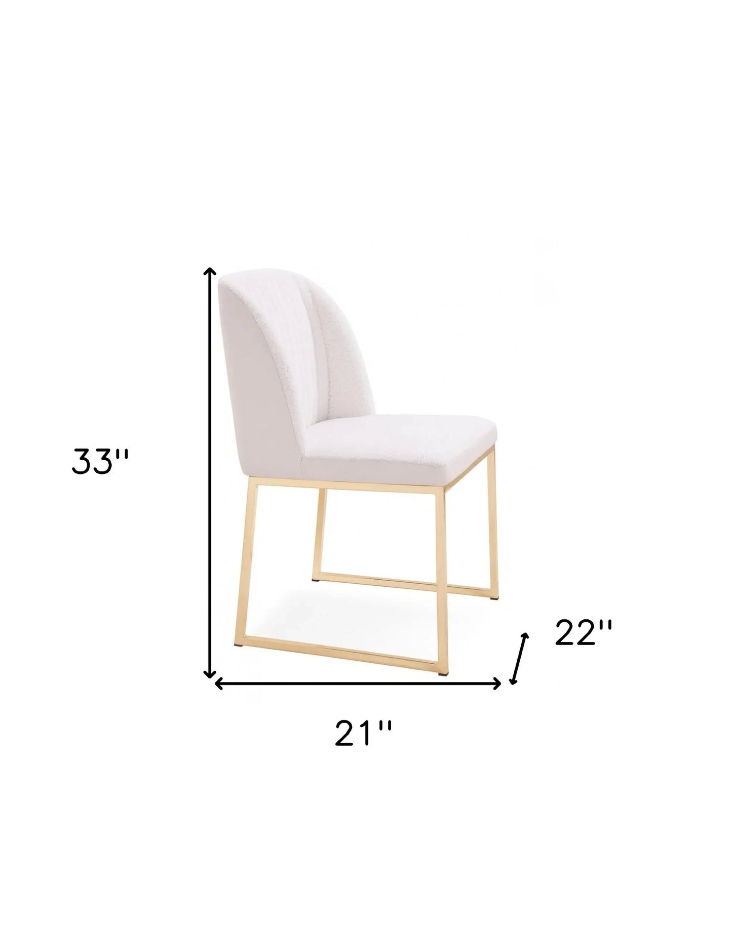 Set of Two White Gold Faux Leather Fabric Dining Chairs - Homeroots - Flyclothing LLC